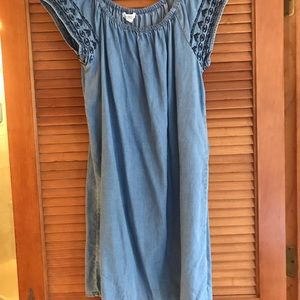 Jean dress with embroidery on sleeves